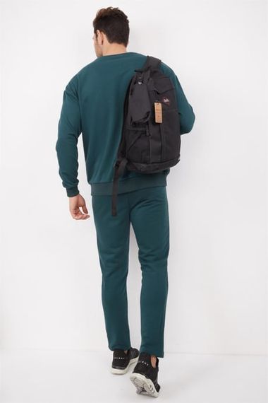 Чоловічий зелений oversize спортивний комплект з флісової бавовни Escetic із принтом для комфорту та стилю - фото 4