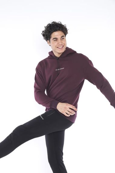 بدلة رياضية رجالية من Escetic Plum مكونة من 3 خيوط من القطن قابلة للتنفس ومطبوعة ومطبوعة مقاس كبير A3041 - صورة 3