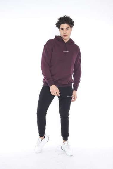 بدلة رياضية رجالية من Escetic Plum مكونة من 3 خيوط من القطن قابلة للتنفس ومطبوعة ومطبوعة مقاس كبير A3041 - صورة 5