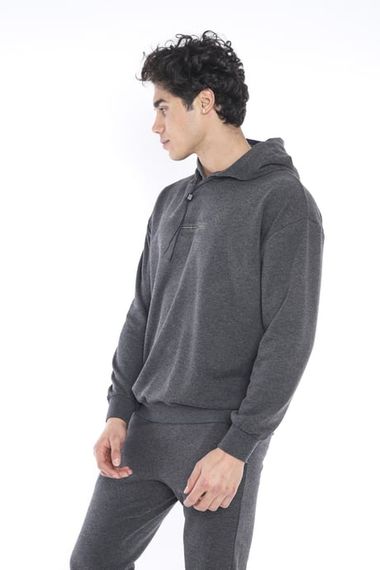 Ескетик чоловічий оверсайз спортивний комплект з капюшоном, 3 нитки, бавовняний, дихаючий, стильний принт A3041 - фото 4