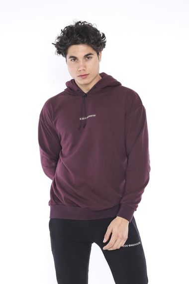 بدلة رياضية رجالية من Escetic Plum مكونة من 3 خيوط من القطن قابلة للتنفس ومطبوعة ومطبوعة مقاس كبير A3041 - صورة 1