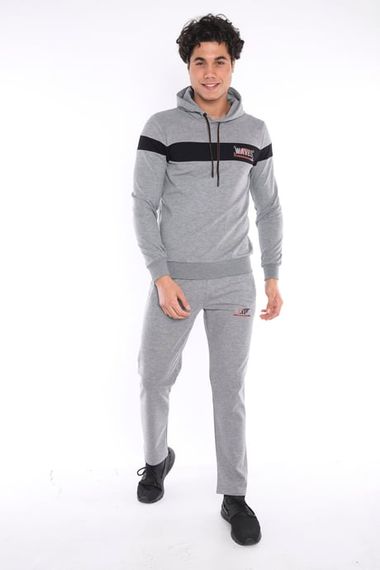 بدلة رياضية للرجال من Escetic G2 Melange مصنوعة من القطن المسامي ومطبوعة بقصة ضيقة A3042 - صورة 1