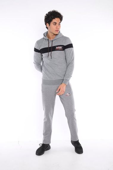 بدلة رياضية للرجال من Escetic G2 Melange مصنوعة من القطن المسامي ومطبوعة بقصة ضيقة A3042 - صورة 4