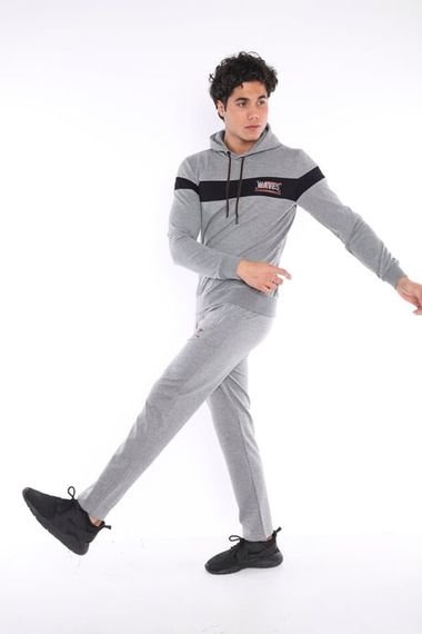 بدلة رياضية للرجال من Escetic G2 Melange مصنوعة من القطن المسامي ومطبوعة بقصة ضيقة A3042 - صورة 2