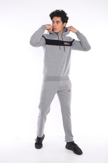 بدلة رياضية للرجال من Escetic G2 Melange مصنوعة من القطن المسامي ومطبوعة بقصة ضيقة A3042 - صورة 5