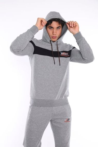 بدلة رياضية للرجال من Escetic G2 Melange مصنوعة من القطن المسامي ومطبوعة بقصة ضيقة A3042 - صورة 3