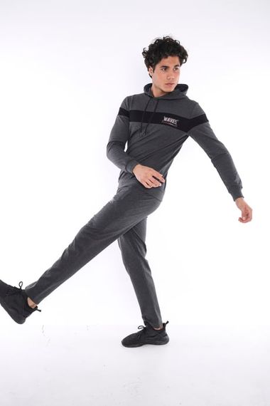 Чоловічий спортивний худі комплект Escetic Slimfit з написом, 54% бавовна, 46% поліестер, стильний та зручний для спорту і повсякденного використання - фото 4