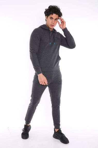 Чоловічий спортивний комплект з капюшоном, slimfit, дихаючий, з бавовни, стильний дизайн, для спорту та повсякденного використання - фото 4