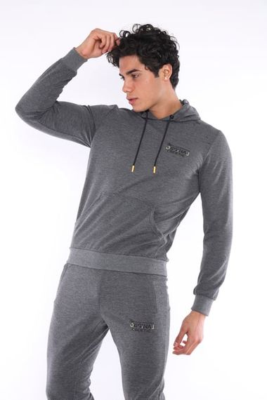 Чоловічий спортивний худі комплект Escetic G3, дихаюча бавовна, в стилі Slimfit, з принтом, для спорту та щоденного носіння - фото 1