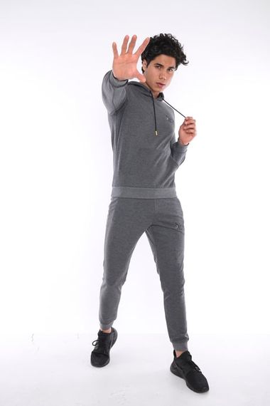 Чоловічий спортивний худі комплект Escetic G3, дихаюча бавовна, в стилі Slimfit, з принтом, для спорту та щоденного носіння - фото 3