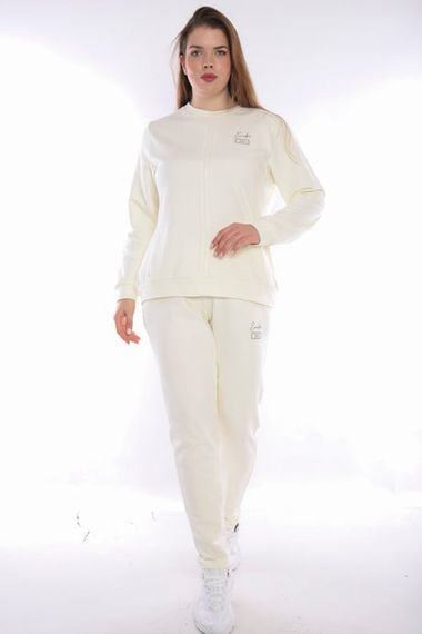 Escetic Ecru Women's Oversized 3 Thread Breathable Sports Sweat Tracksuit Set A3052 - photo 3