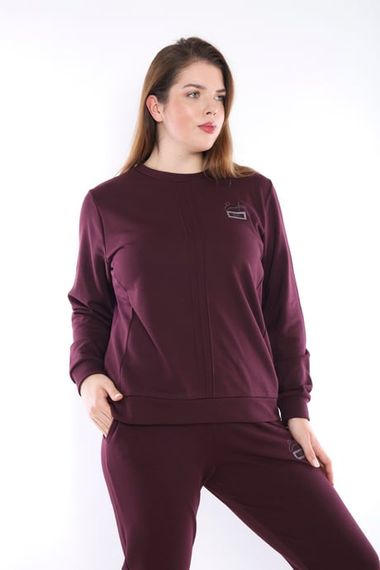 Женский спортивный костюм Escetic в цвете мурано, большой размер, с воротником-лодочкой, легкий и стильный для повседневного и спортивного использования - фото 1