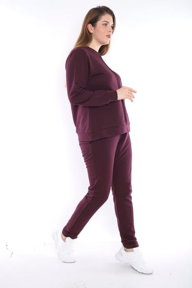 Женский спортивный костюм Escetic в цвете мурано, большой размер, с воротником-лодочкой, легкий и стильный для повседневного и спортивного использования - фото 3