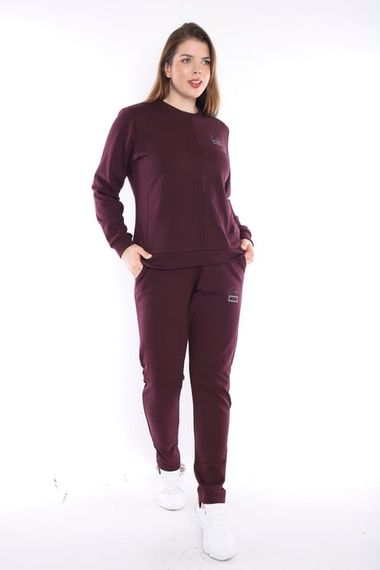 Женский спортивный костюм Escetic в цвете мурано, большой размер, с воротником-лодочкой, легкий и стильный для повседневного и спортивного использования - фото 2