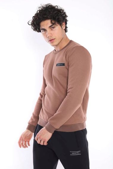 Escetic Sütlü Kahve Erkek Kışlık Kalın 3 İplik (İçi Şardonlu) Sweat Eşofman Takımı A3053 - fotoğraf 1