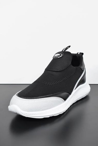 Escetic Men's Black-White Sneaker Soft Sole Laceless Sports Shoes AY0003