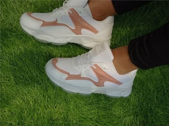 Escetic White-Powder Women's Sneaker Soft High Sole Lace-Up Sports Shoes AY0005 - photo 3