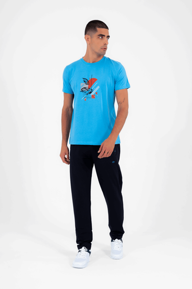 بنطال رياضي رجالي من Escetic باللون الأزرق الداكن مريح ومسامي بخيطين من القماش 4 فصول B1073 - صورة 5