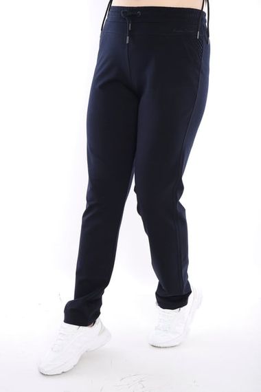 Escetic Lacivert Kadın Battal Beden Nefes Alabilen 2 İplik Kumaş 4 Mevsim Spor Eşofman Altı B1104 - fotoğraf 4