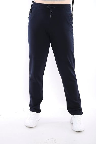 Escetic Lacivert Kadın Battal Beden Nefes Alabilen 2 İplik Kumaş 4 Mevsim Spor Eşofman Altı B1104 - fotoğraf 3