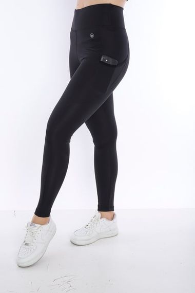 Escetic Black Women's Micro Diving Fabric 2 Pocket Gathering Long Tights B1123 - photo 5