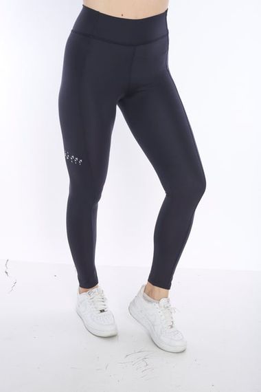 Escetic Lacivert Kadın Mikro Dalgıç Kumaş Baskılı Toparlayıcı Uzun Tayt B124 - fotoğraf 1