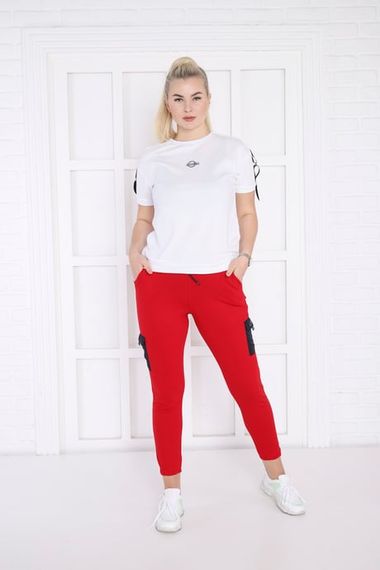 Escetic Red Women's Narrow Elastic Leg Breathable USA Pique Sports Slimfit Sweatpants B1201 - photo 3