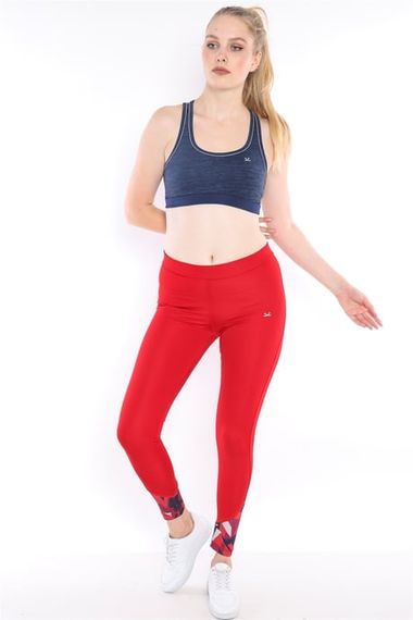 سروال ضيق رياضي ضيق من البوليستر للنساء من Escetic باللون الأحمر Bil0010 - صورة 2