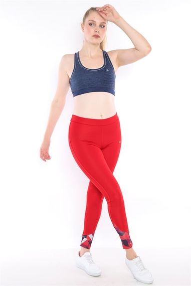 سروال ضيق رياضي ضيق من البوليستر للنساء من Escetic باللون الأحمر Bil0010 - صورة 3