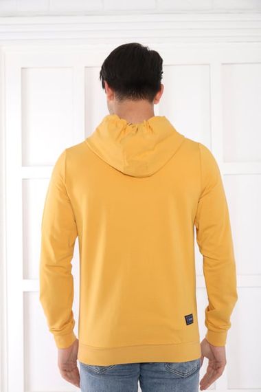 Escetic Men's Slimfit Mustard Pocket, 2 Thread Hooded Sports Sweatshirt 0950 - photo 4