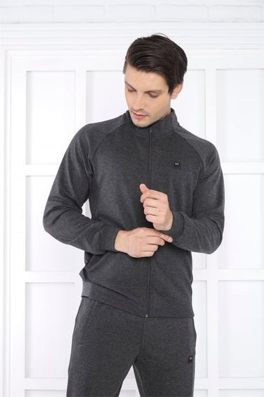 Чоловічий спортивний костюм Escetic з піднятим коміром, 4 сезони, slimfit, дихаючий, бавовна, чотири кишені - фото 5