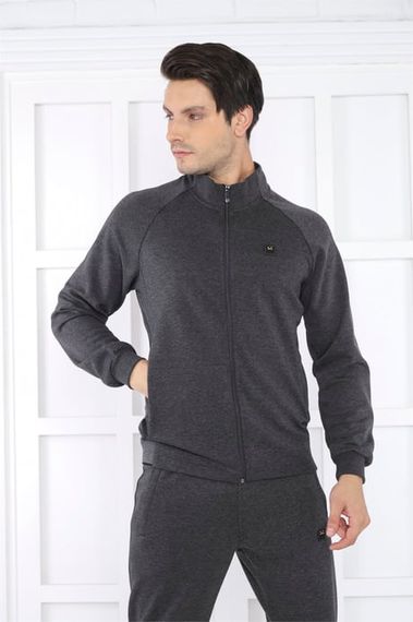 Чоловічий спортивний костюм Escetic з піднятим коміром, 4 сезони, slimfit, дихаючий, бавовна, чотири кишені - фото 3