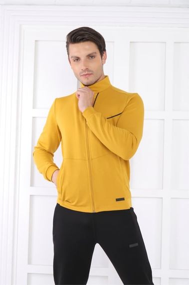 Чоловічий спортивний комплект Escetic Mustard з піднятим коміром, 4 сезони, слім-фіт, дихаючий, 100% бавовна, 4 кишені - фото 4