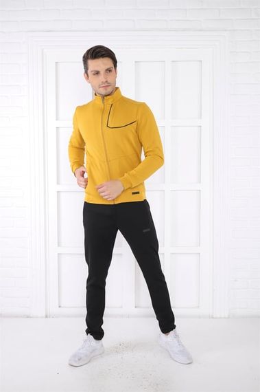 Чоловічий спортивний комплект Escetic Mustard з піднятим коміром, 4 сезони, слім-фіт, дихаючий, 100% бавовна, 4 кишені - фото 3