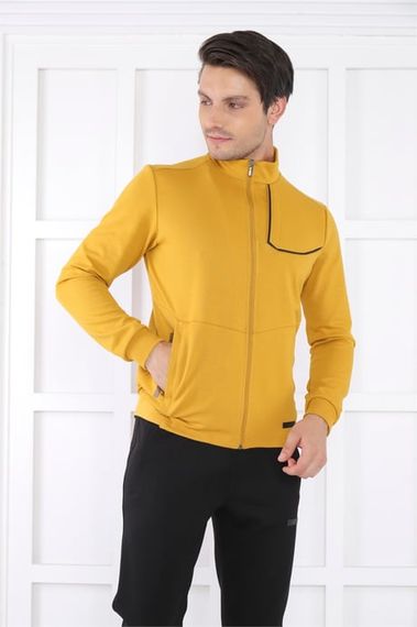 Чоловічий спортивний комплект Escetic Mustard з піднятим коміром, 4 сезони, слім-фіт, дихаючий, 100% бавовна, 4 кишені - фото 1