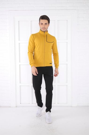 Чоловічий спортивний комплект Escetic Mustard з піднятим коміром, 4 сезони, слім-фіт, дихаючий, 100% бавовна, 4 кишені - фото 2