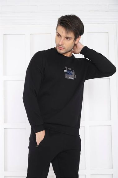 Escetic Black Men's 3 Thread Raised Breathable Slimfit Sweat Sports Tracksuit Set 3079 - photo 3
