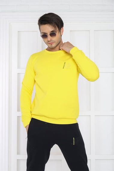 طقم بدلة رياضية رياضية ضيقة للرجال مكونة من 3 خيوط قابلة للتنفس من Escetic Yellow للرجال 3078 - صورة 3