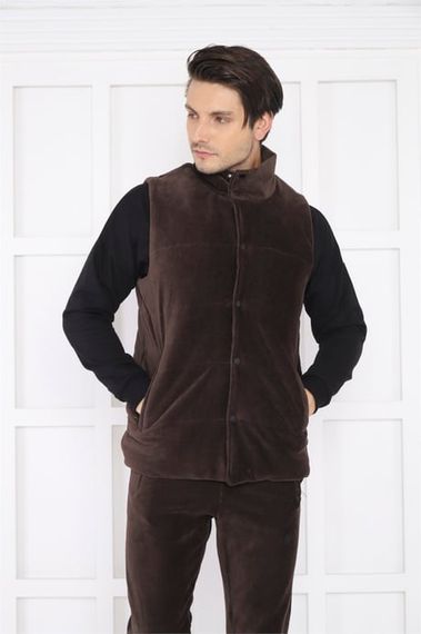 Мужской спортивный комплект Escetic Slimfit из вельвета с 4 карманами и жилетом, идеален для осени и зимы - фото 1