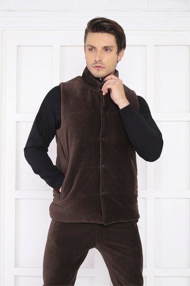 Мужской спортивный комплект Escetic Slimfit из вельвета с 4 карманами и жилетом, идеален для осени и зимы - фото 3