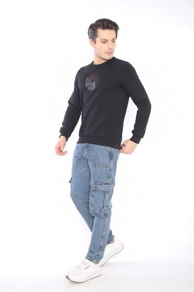 Escetic Black Men's Winter Slimfit 3 Thread Fleece Breathable Sports Sweatshirt 0939 - photo 3