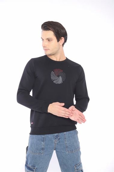 Escetic Black Men's Winter Slimfit 3 Thread Fleece Breathable Sports Sweatshirt 0939 - photo 1