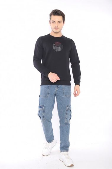 Escetic Black Men's Winter Slimfit 3 Thread Fleece Breathable Sports Sweatshirt 0939 - photo 2