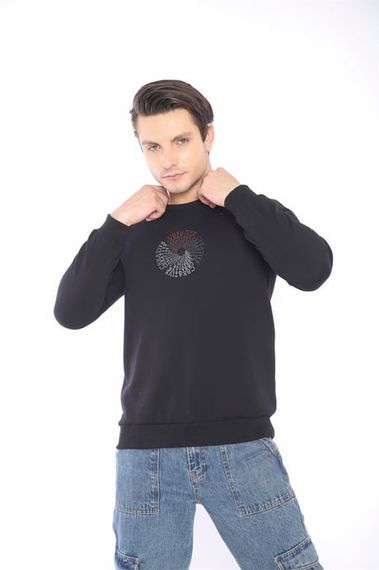 Escetic Black Men's Winter Slimfit 3 Thread Fleece Breathable Sports Sweatshirt 0939 - photo 4