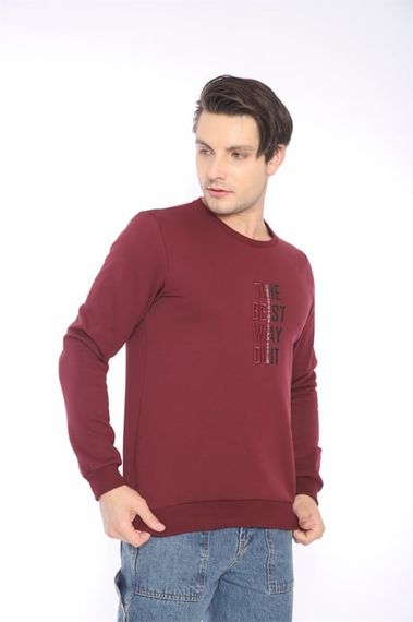 Escetic Bordo Erkek Kışlık Slimfit 3 İplik İçi Polarlı Nefes Alabilen Spor Sweatshirt 0940 - photo 5