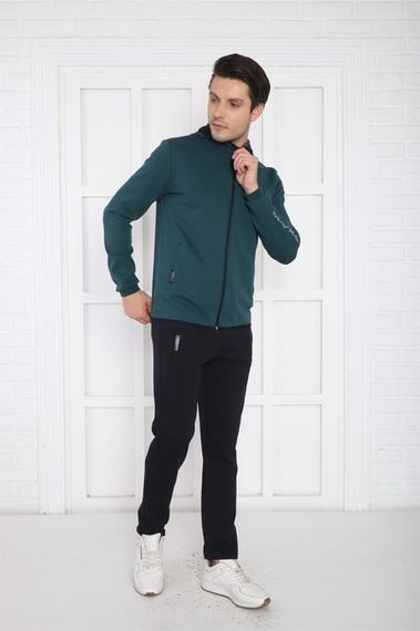 Эскетик зеленый мужской капюшонный спортивный костюм slimfit 4 сезона дышащий из хлопка 6761 - фото 3