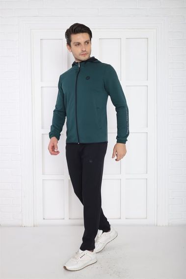 Эскетик зеленый мужской капюшонный спортивный костюм slimfit 4 сезона дышащий из хлопка 6761 - фото 4