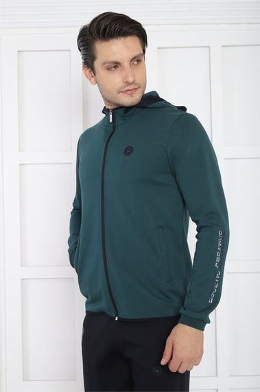 Эскетик зеленый мужской капюшонный спортивный костюм slimfit 4 сезона дышащий из хлопка 6761 - фото 5
