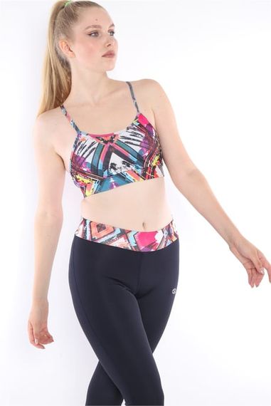 Escetic Lacivert Kadın Spor Polyester Normal Bel Büstiyer Takım Fitnes Yoga Bra 0313 - fotoğraf 2