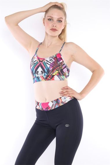 Escetic Lacivert Kadın Spor Polyester Normal Bel Büstiyer Takım Fitnes Yoga Bra 0313 - fotoğraf 1